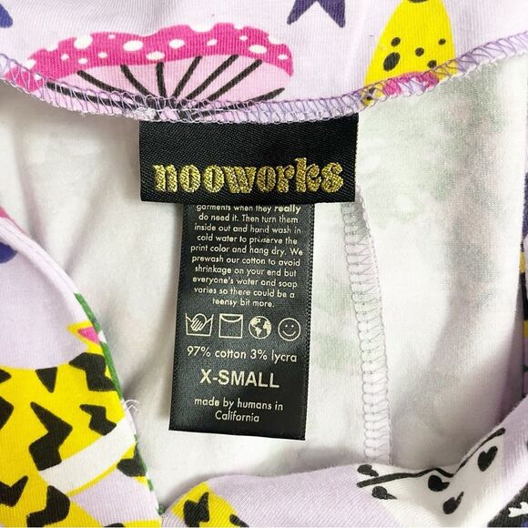 Nooworks Greta Dress XS Purple Graphic Print Fit & Flare Cotton Jersey Pockets - Picture 10 of 12